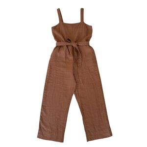 Everlane Brown Sleeveless Belted Linen Jumpsuit